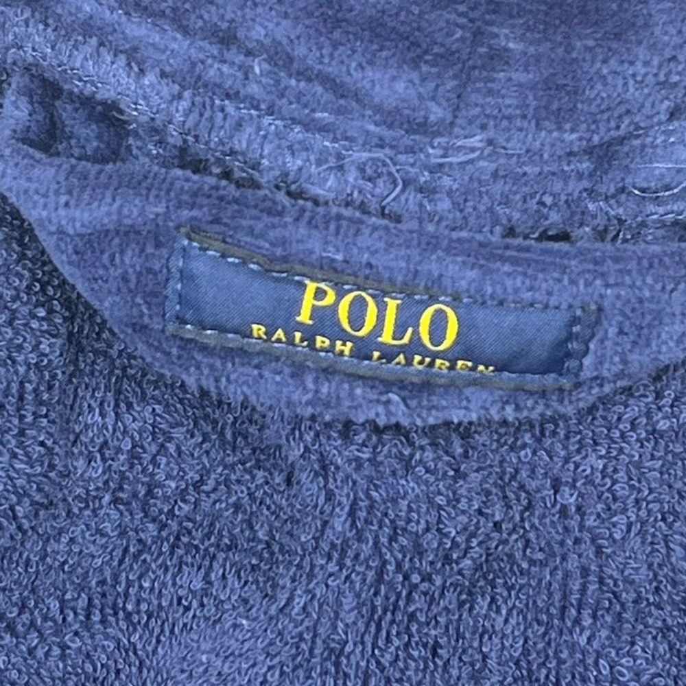Polo Ralph Lauren Terry Cloth Belted Bathrobe Men's S/M Navy Blue Pony Logo - Picture 2 of 14